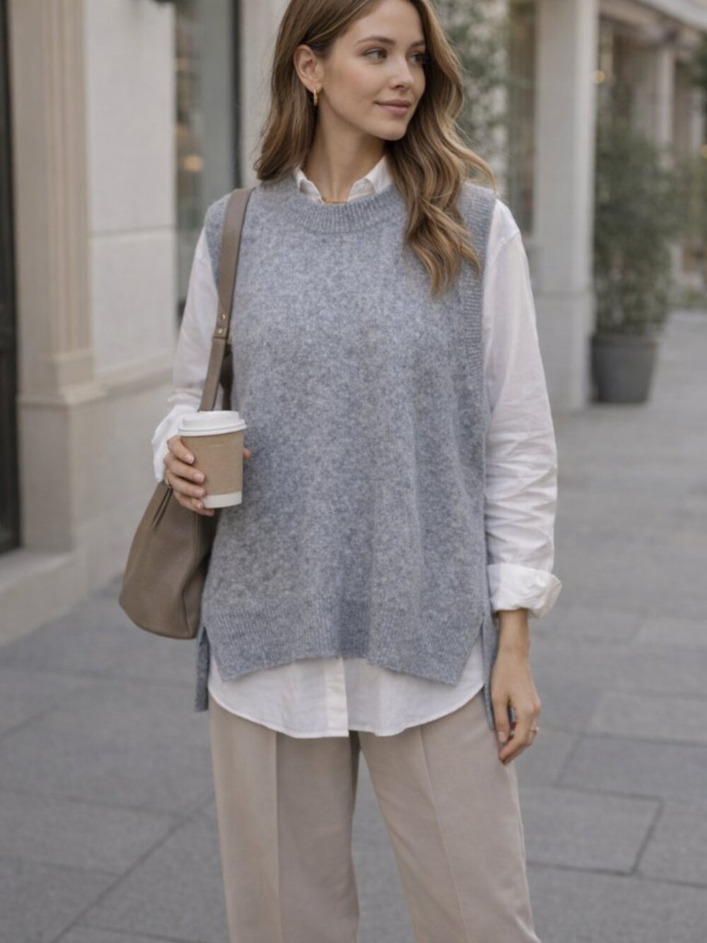 H&M Sleeveless Gray Knit Sweater Vest - Classic Cozy Layer